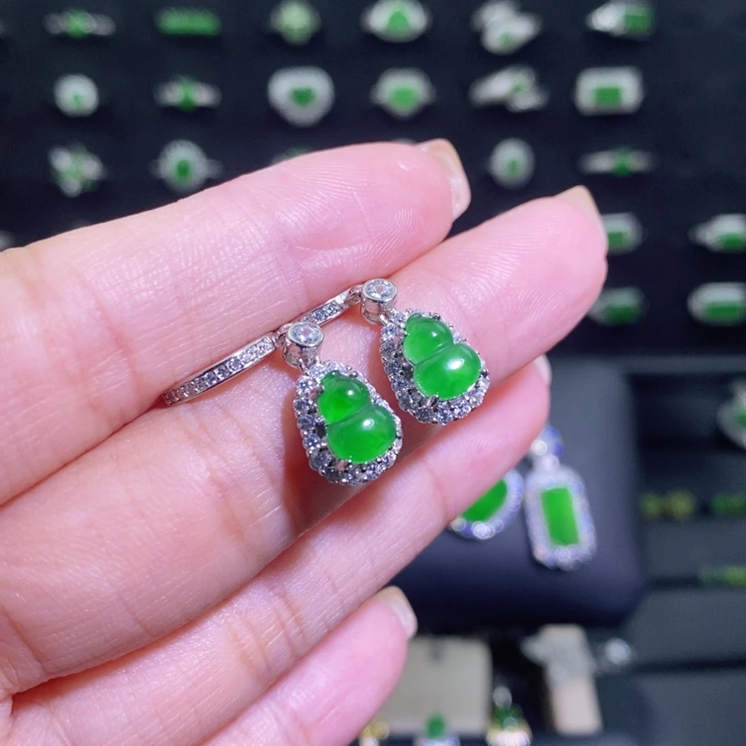 翡翠银S925镶嵌耳饰多样性