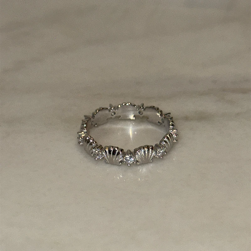 925银锆石戒指 PAUSA ANN s925 小贝壳锆石春夏小众设计师戒指