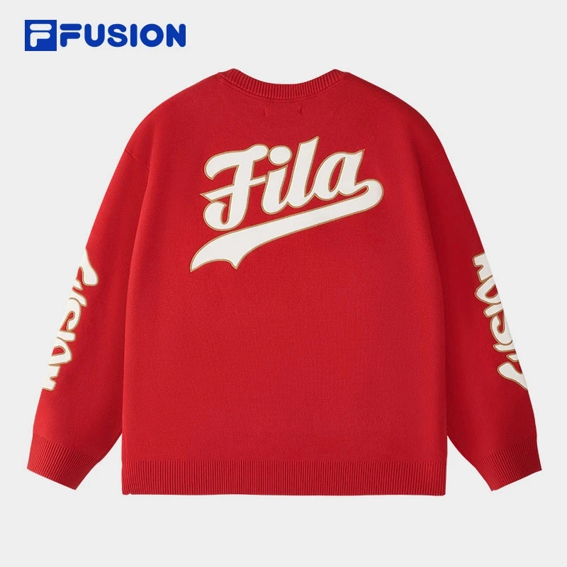 FILA FUSION情侣款红色时尚宽松圆领卫衣休闲潮流T11U512401F
