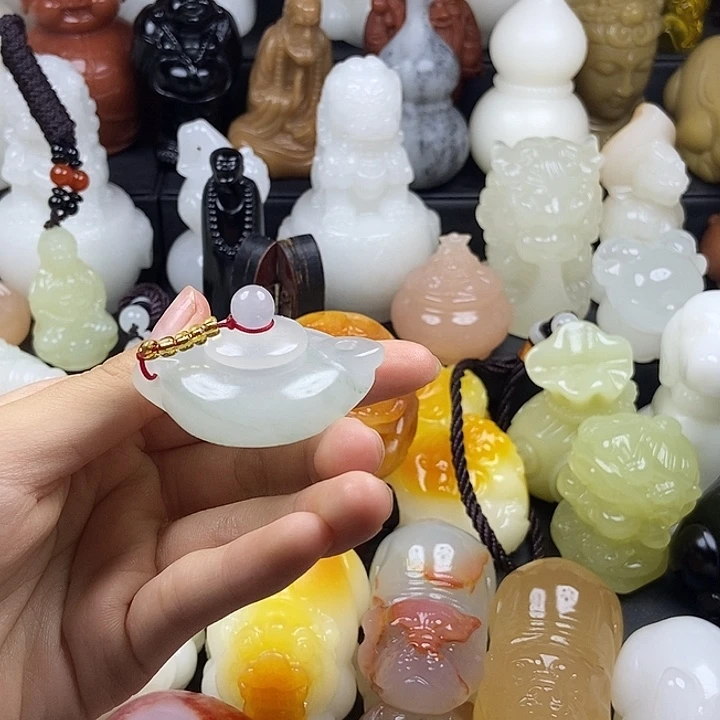 无花朵原石雕刻把件