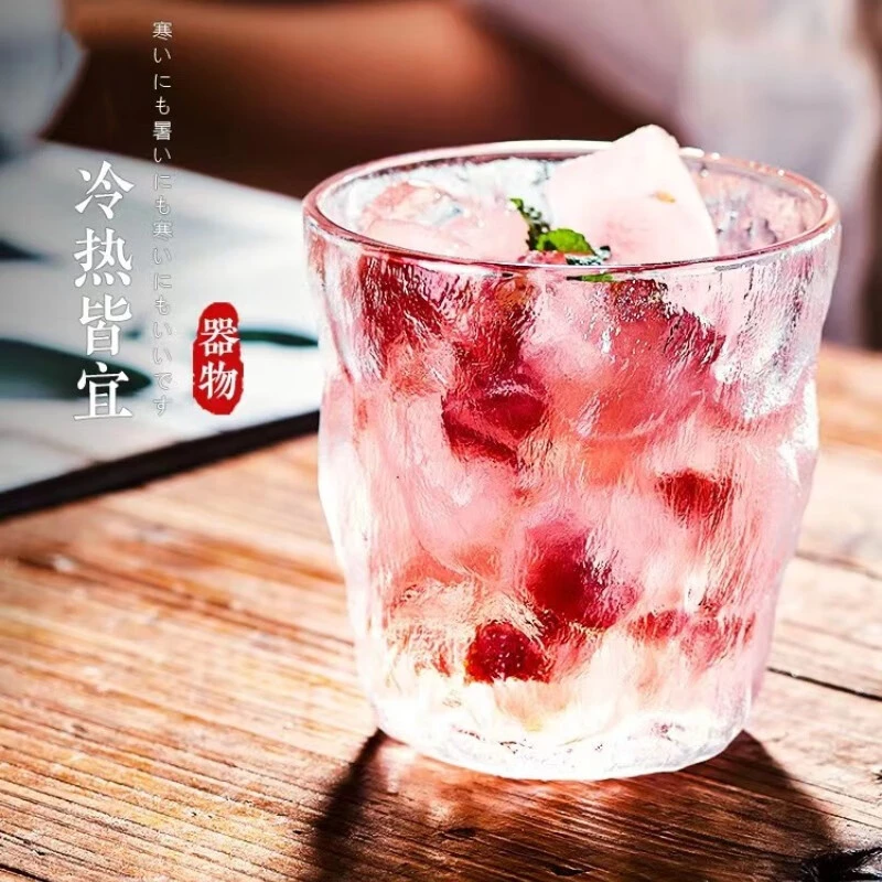 新款冰川杯啤酒杯牛奶杯高颜值玻璃水杯冰川纹夏凉杯茶杯大肚杯