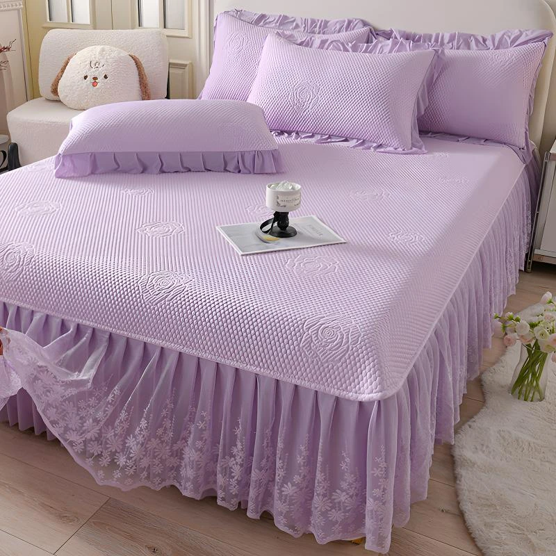 夏季A类凉感冰豆豆床裙凉席三件套高端乙伦可机洗冰丝乳胶冰感席