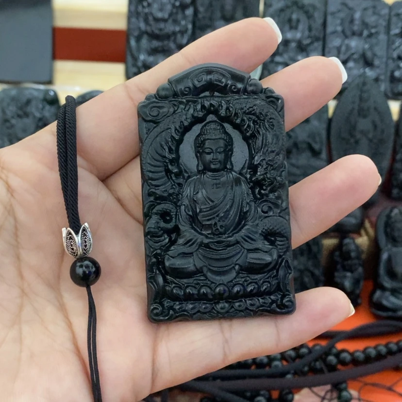 【闪购商品】未镶嵌蛇纹石玉颈饰喜**蓝阿弥陀佛