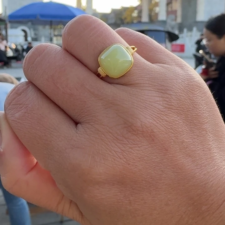 和田玉银S925镶嵌戒指