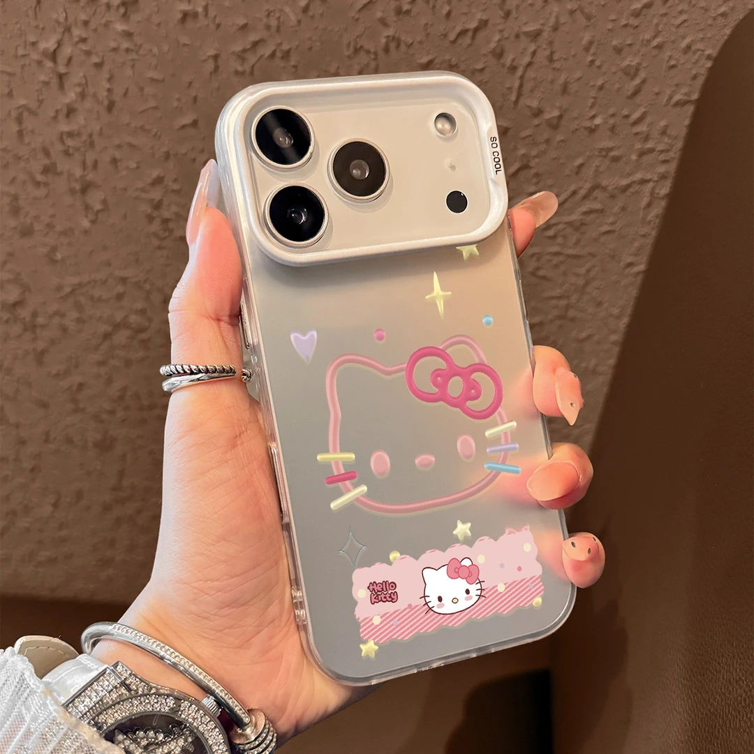 适用苹果17promax手机壳线条kt猫磨砂iPhone16/15pro全包防摔女款