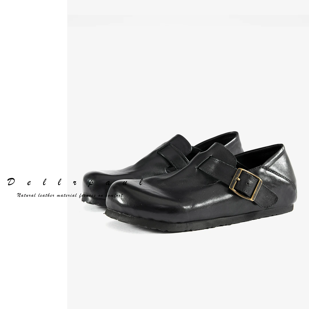 【金金专属】全包水洗马皮勃肯鞋厚底乐福鞋复古单鞋女平底百搭软底