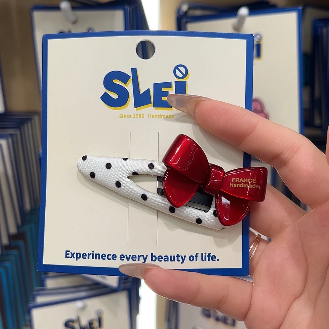 无非金属红色蝴蝶结白色波点掰掰夹