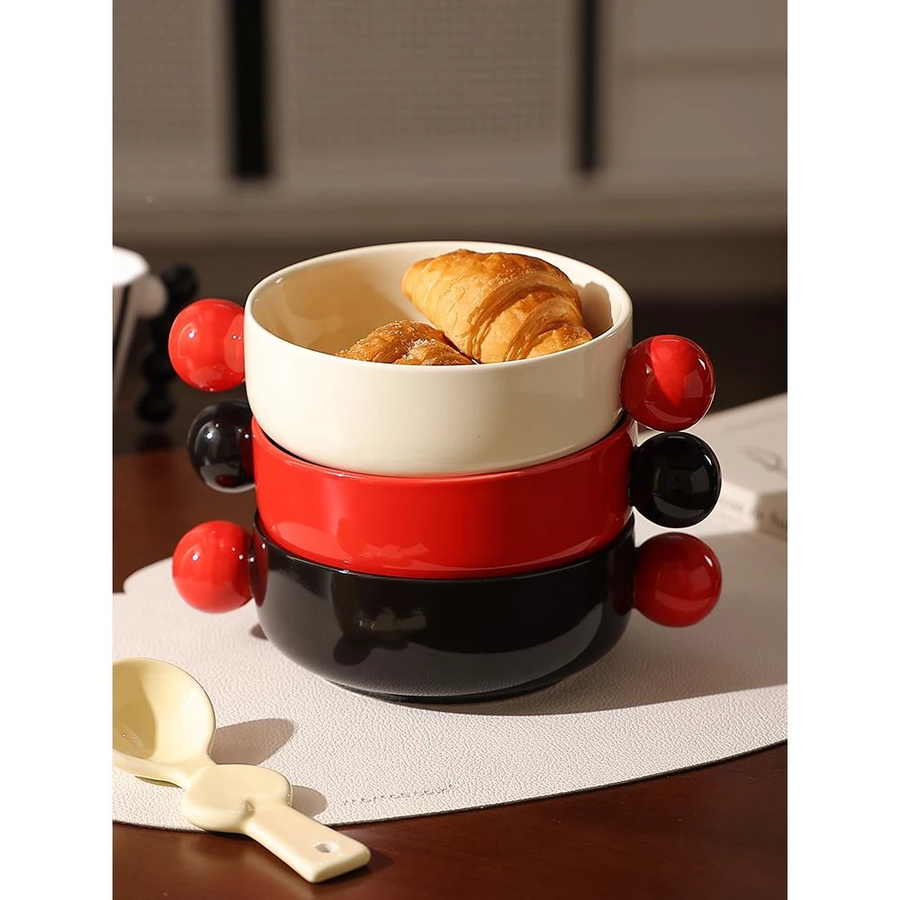 德国WTL品牌双耳碗沙拉水果碗早餐酸奶碗甜品碗陶瓷釉下彩碗女生