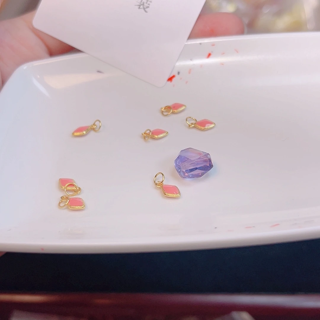 水晶珠宝半成品银S925镀金镶嵌164 。