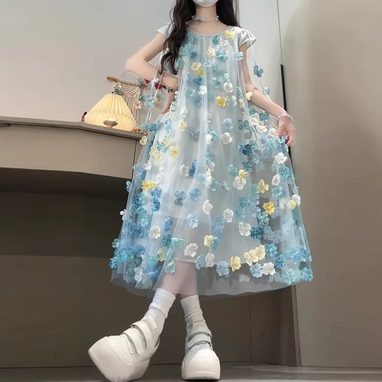 女童连衣裙夏装薄款2025新款爆款洋气6-12岁潮款高级感女孩公主裙