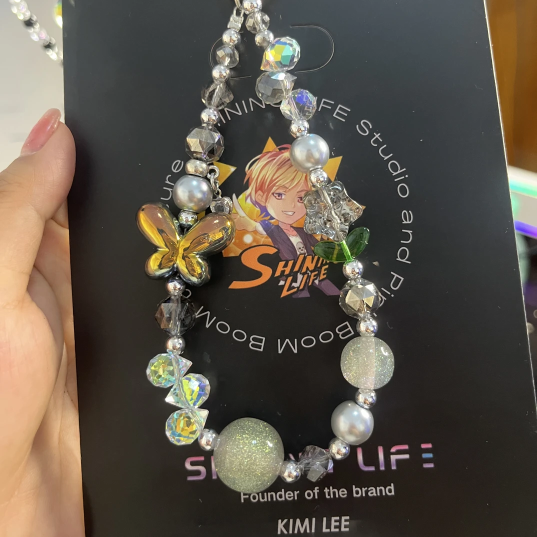 Shininglife 暗夜天使水晶手机链diy串珠钥匙扣挂链短款创意配件
