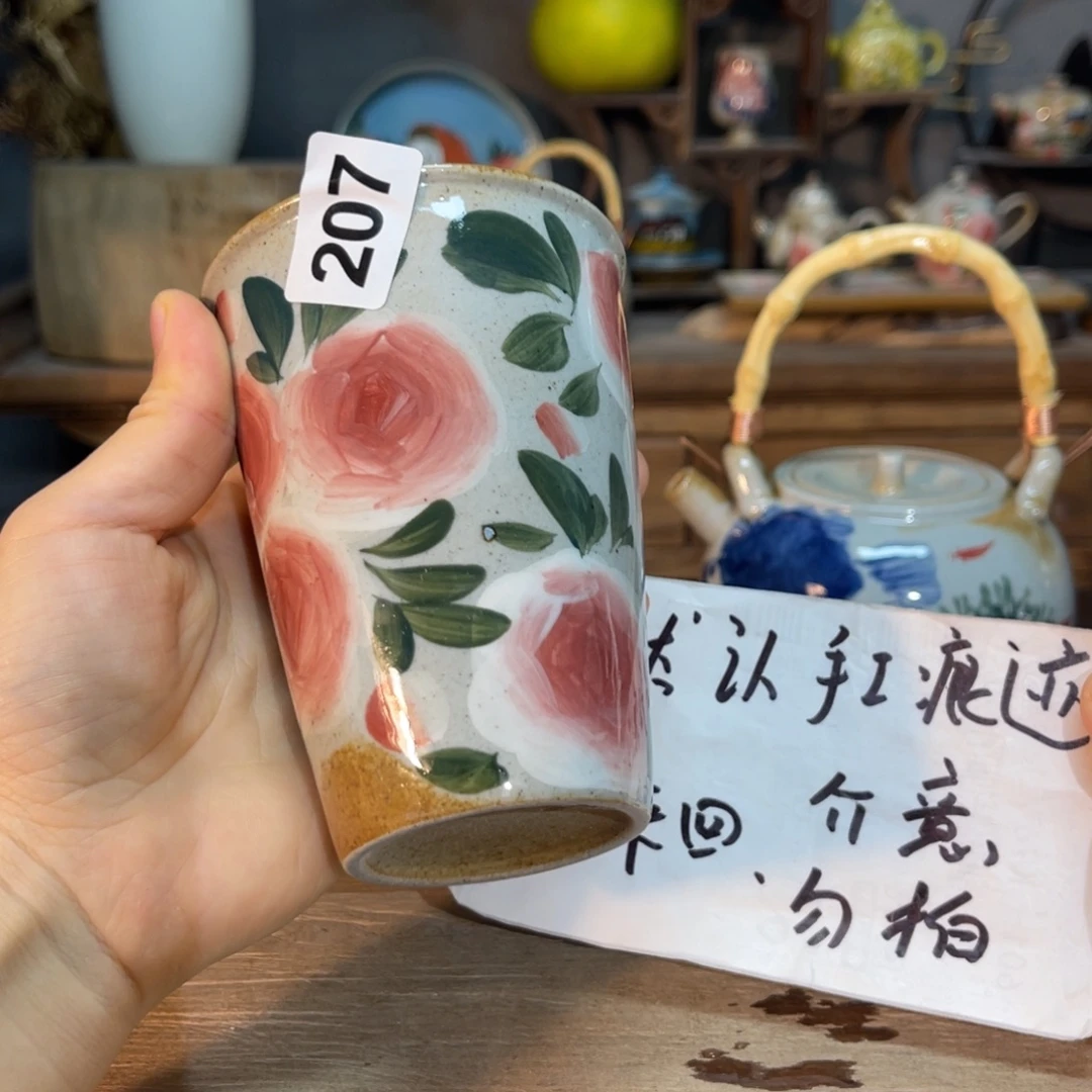 壶素浅陶瓷手工手绘