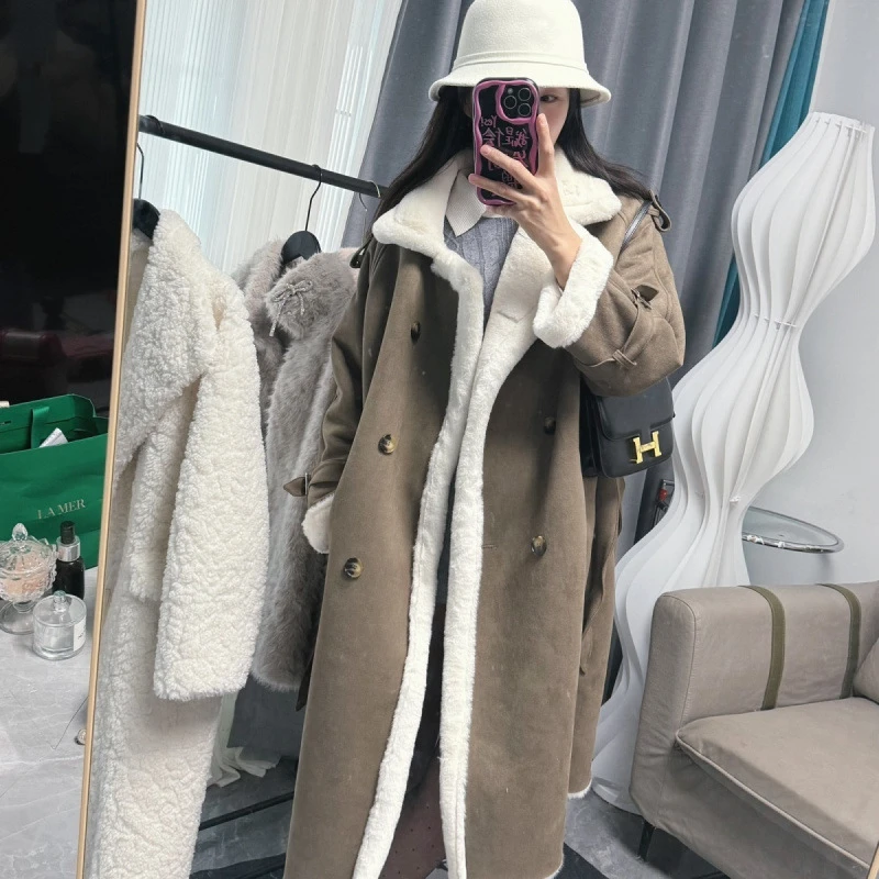 秋冬新款爆款加厚中长款一体立领大衣时尚百搭潮流新颖保暖效秋冬