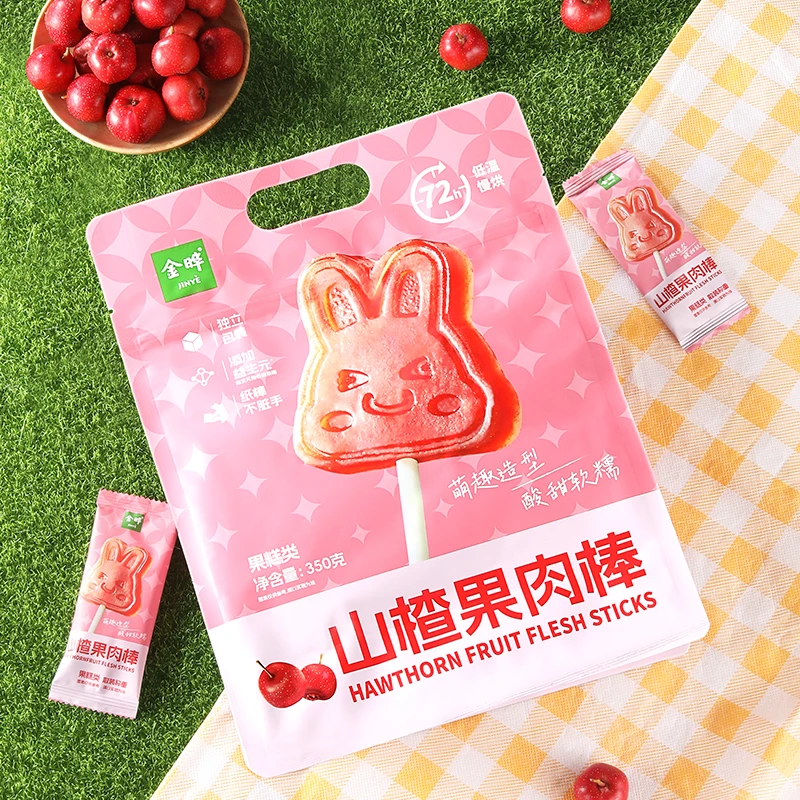 金晔新品来袭【0添加白砂糖】益生元山楂果肉棒酸甜Q弹儿童零食