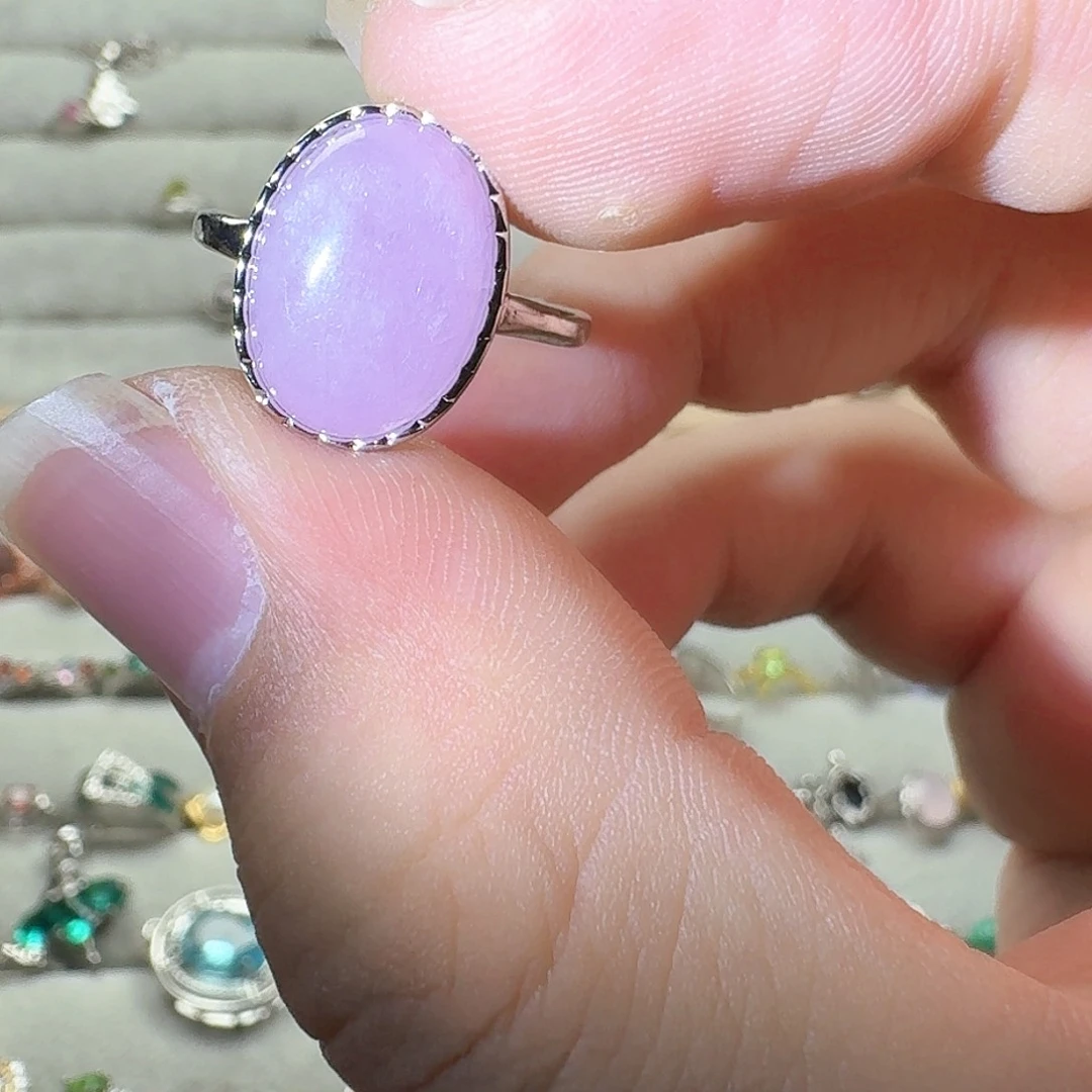 芙蓉石戒指银S925镶嵌