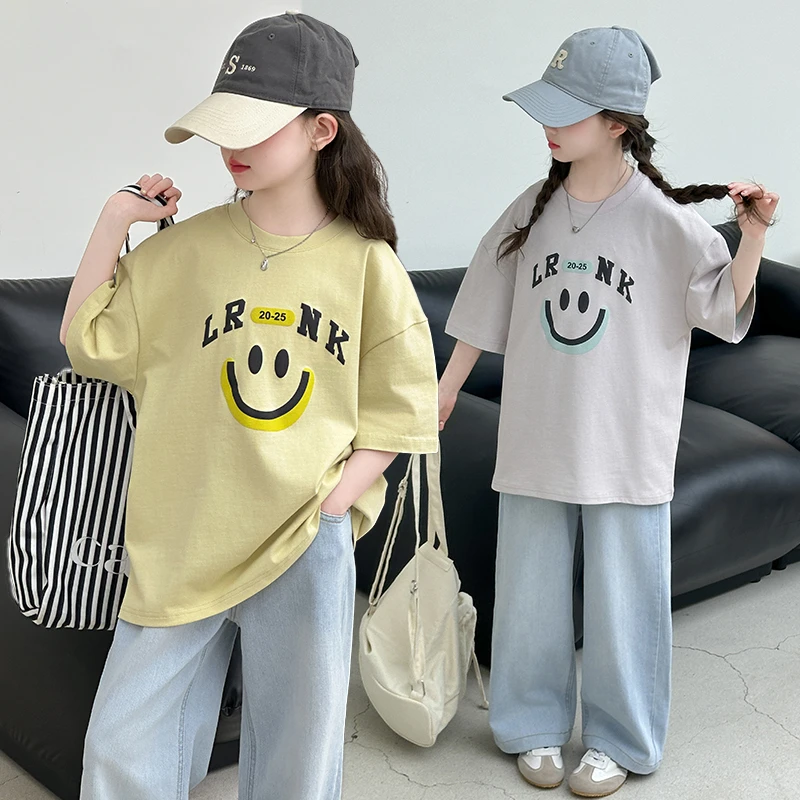 女童夏季套装2025新款儿童洋气休闲宽松夏装中大童t恤短袖两件套