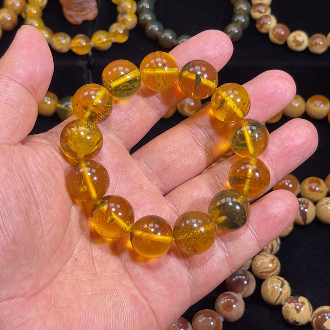 琥珀未镶嵌手链32克特价金珀手串