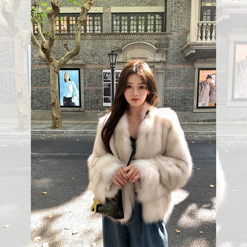 DEARHUA小花家『雪绒花少女』进口狐狸毛整皮显瘦皮外套女冬季新款