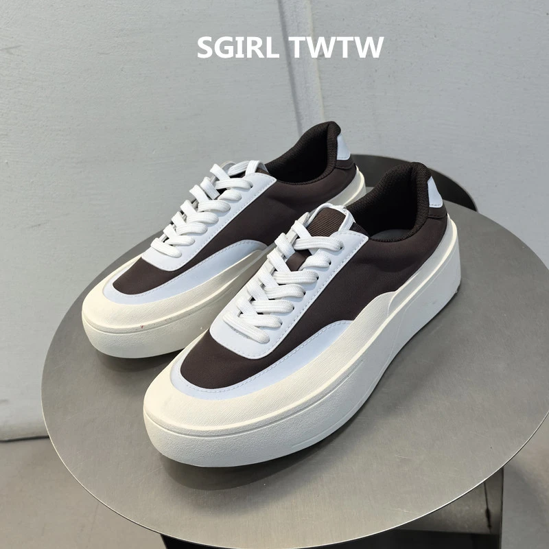 2025年春季新款SGIRL TWTW超软防滑布面透气平底休闲鞋系带板鞋女