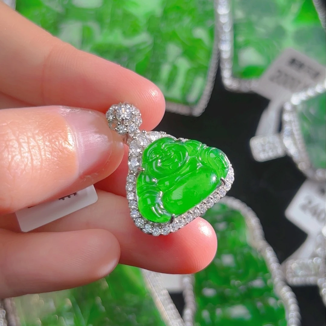 翡翠颈饰银S925镶嵌佛公