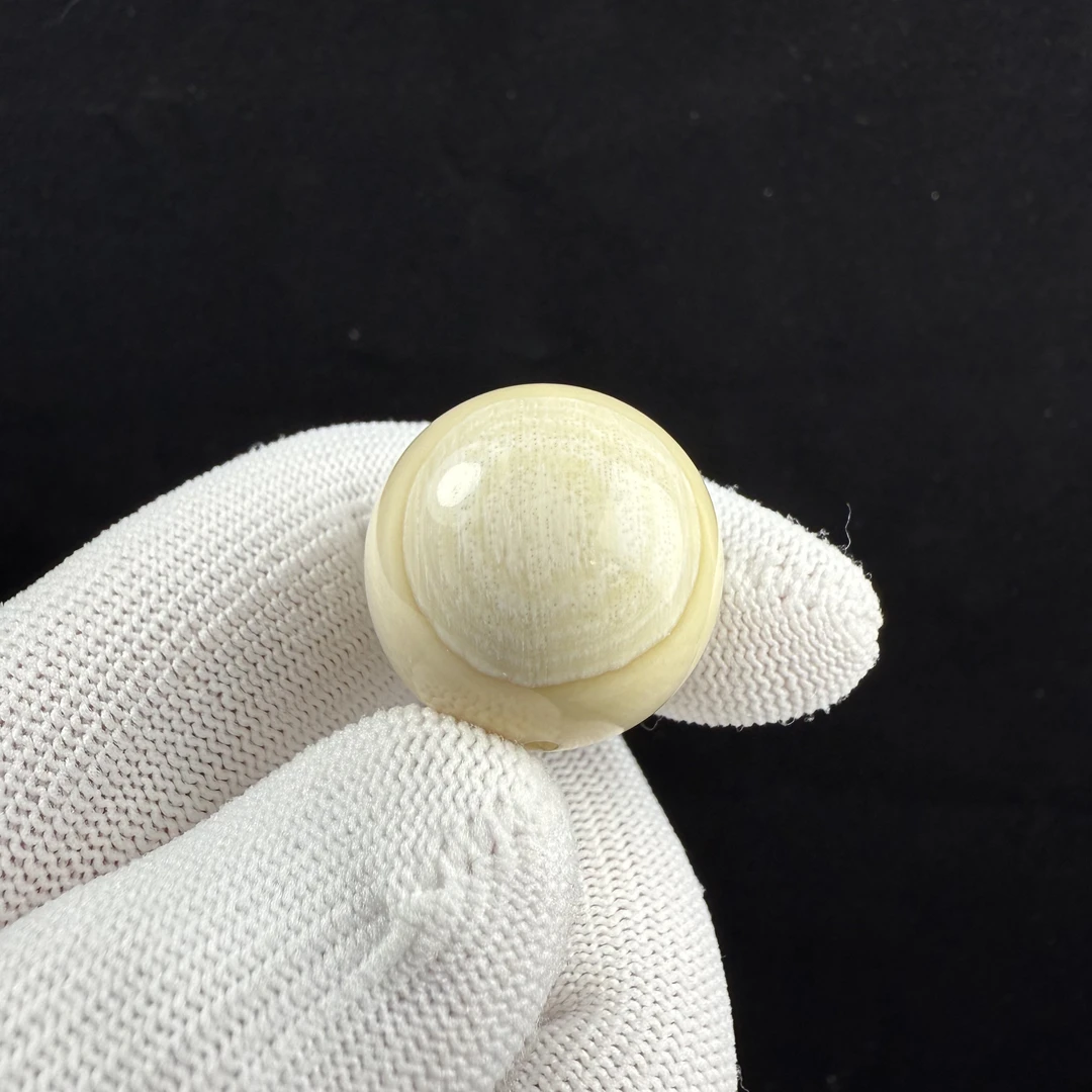 E4835天然猛犸牙圆珠24mm支持鉴定 假一罚四