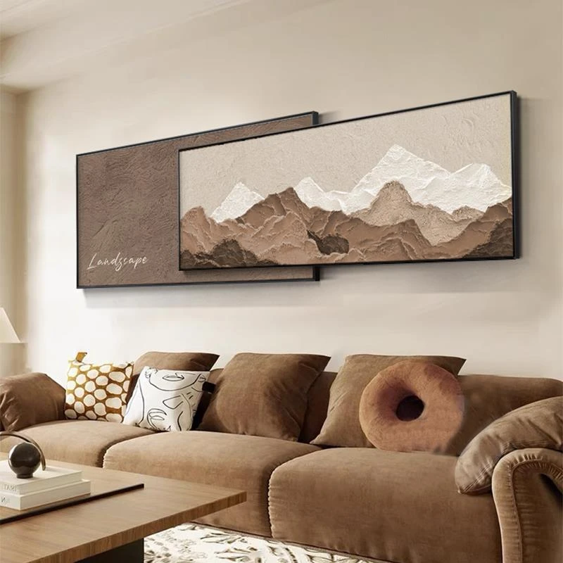 工厂直销侘寂风客厅沙发背景墙装饰画背有靠山叠加画2024新款高档