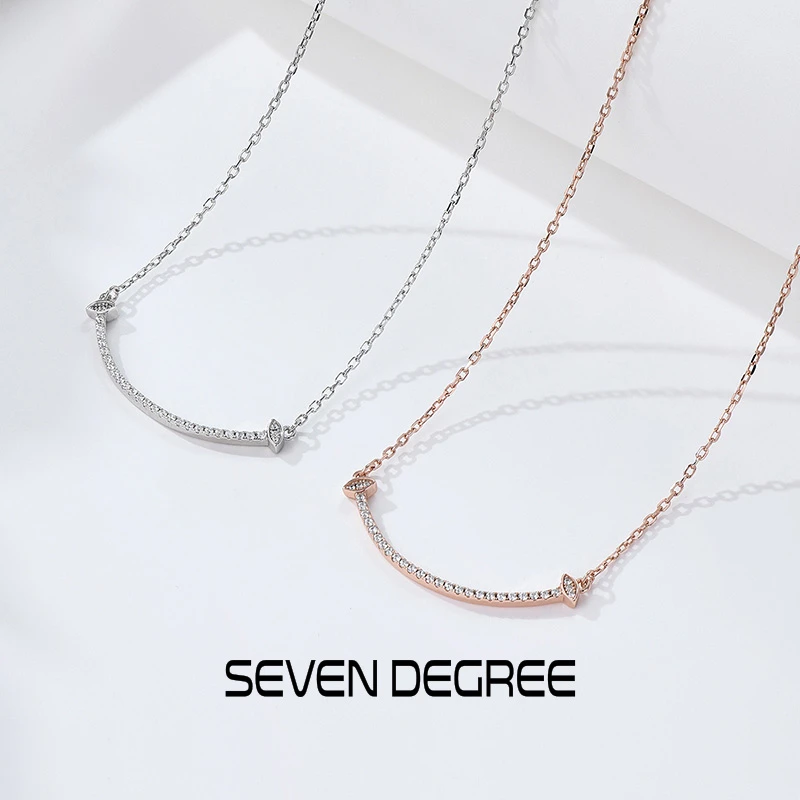 七度 坠链均925银 项链女秋冬笑脸微笑毛衣链小众轻奢高级锁骨链