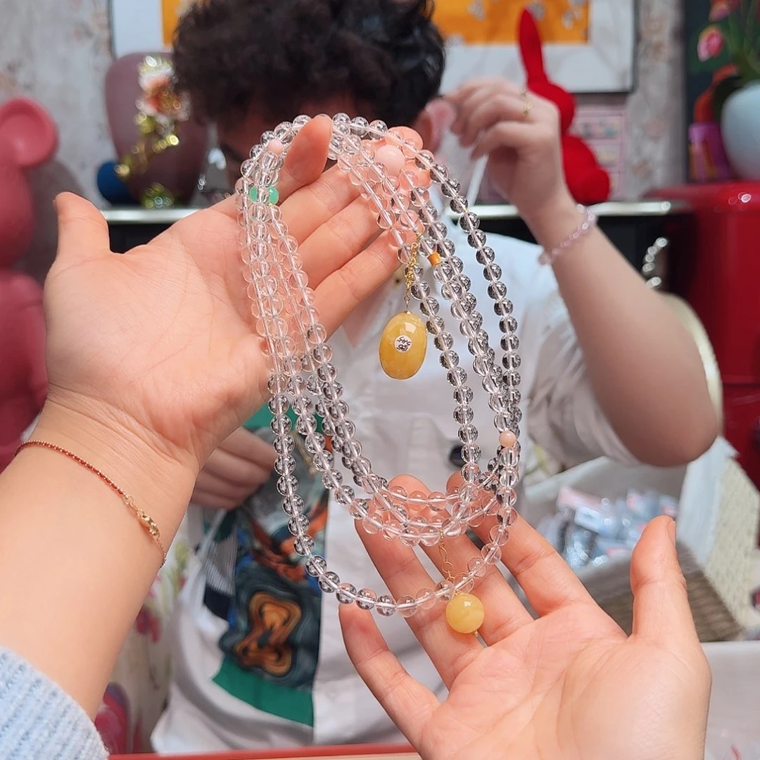 水晶项链18K金镶嵌项链