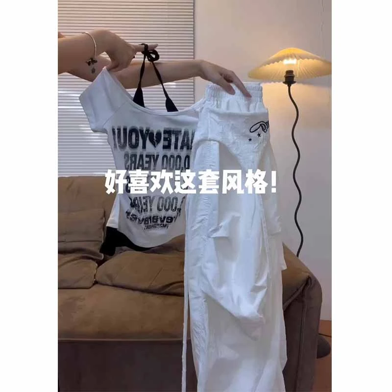 今年流行漂亮套装2025新款甜辣风不规则上衣个性休闲阔腿裤两件套