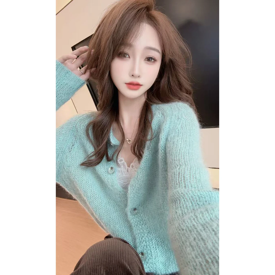 【陈陈私服】慵懒温柔软糯马海毛毛衣减龄显白长袖针织衫25082205