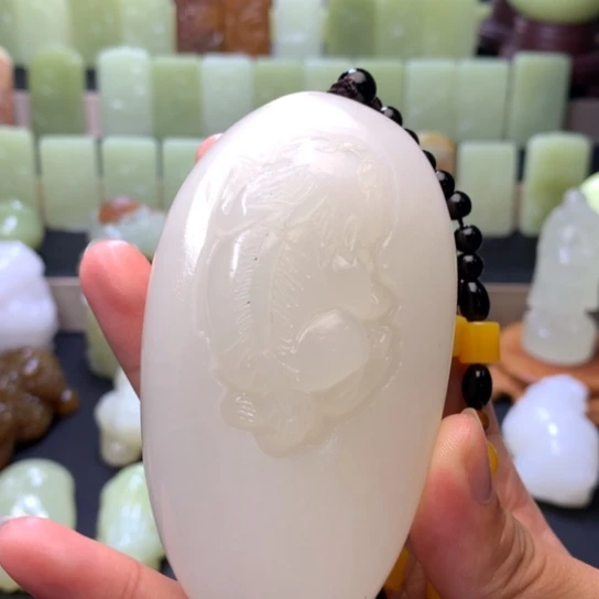 石材方解石手把件