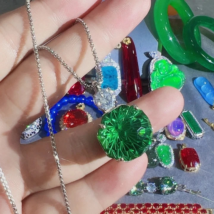 非金属红色蓝色满镶嵌大宝贝