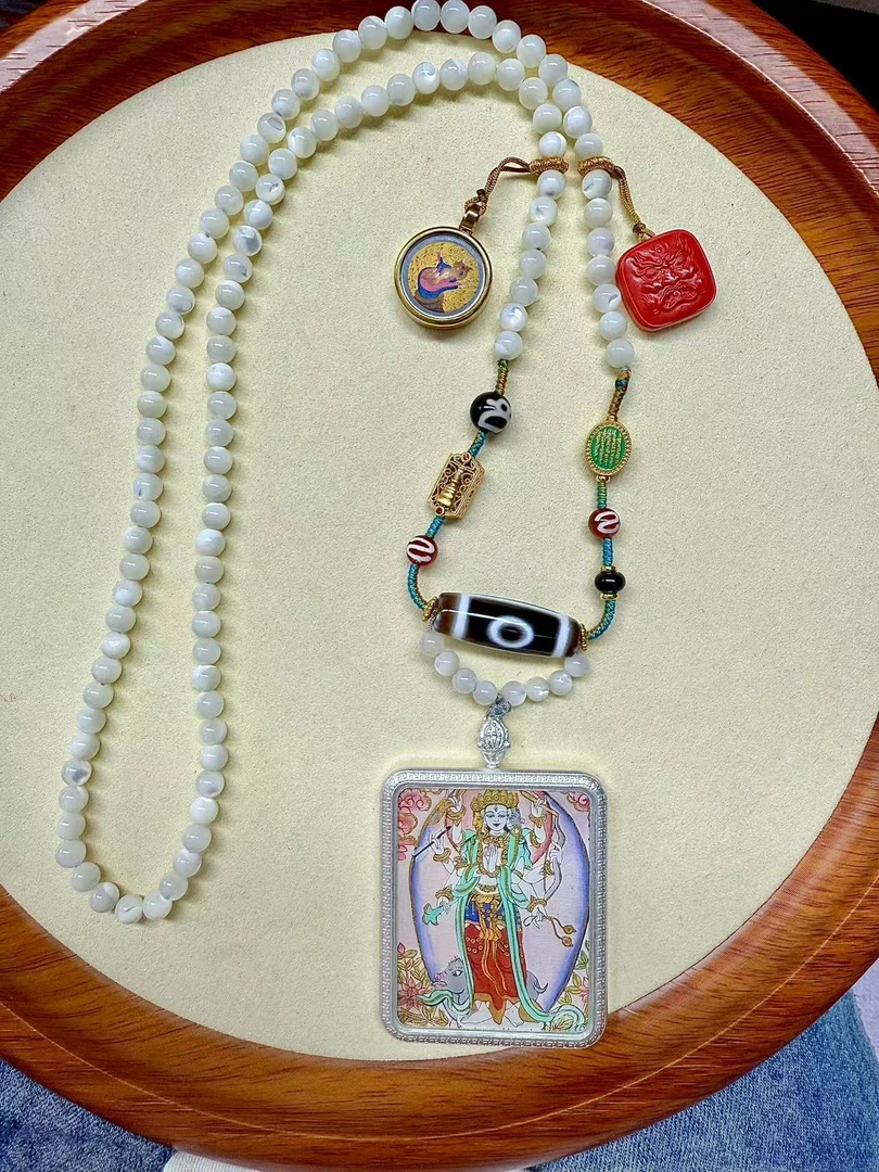 【灰姑娘原创】贝贝摩利支天大方牌项链M3231