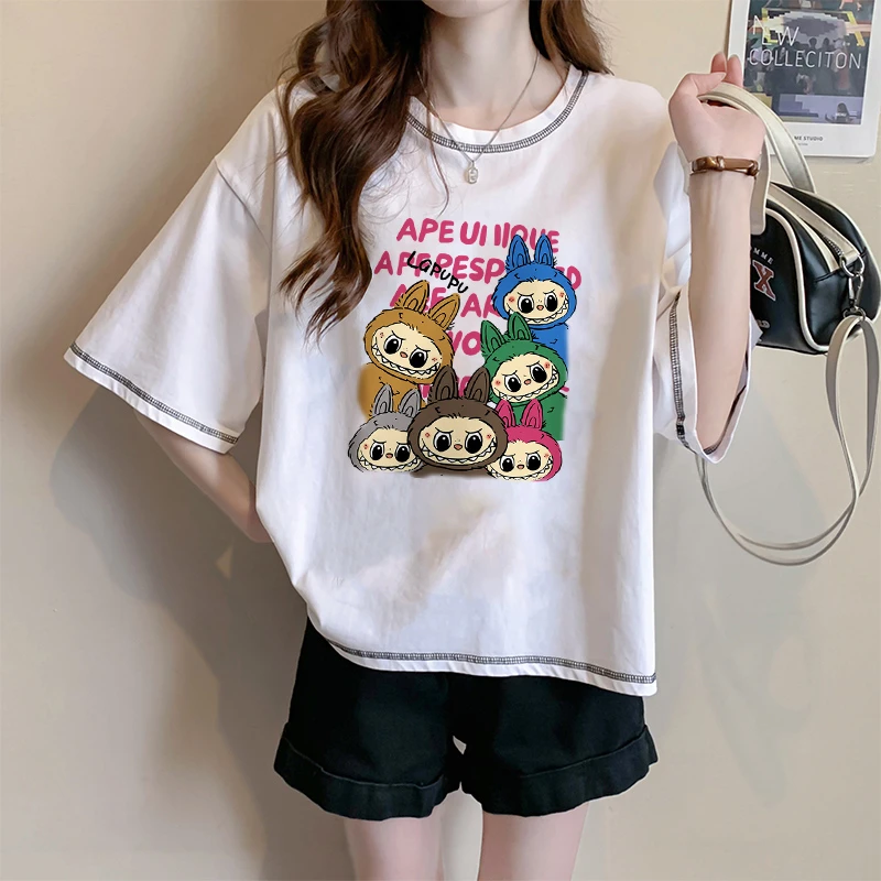 小个子高腰短款纯棉上衣女夏季新款爆款大码宽松显瘦卡通短袖T恤