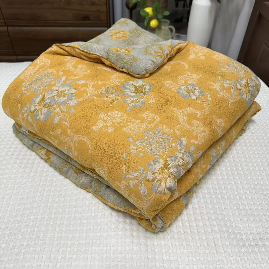 【无边】春染斜阳-橘色顶奢麻四季被1.5*2米（3.5斤左右）