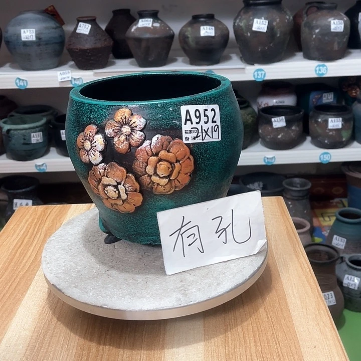 红陶手工制作工艺花盆