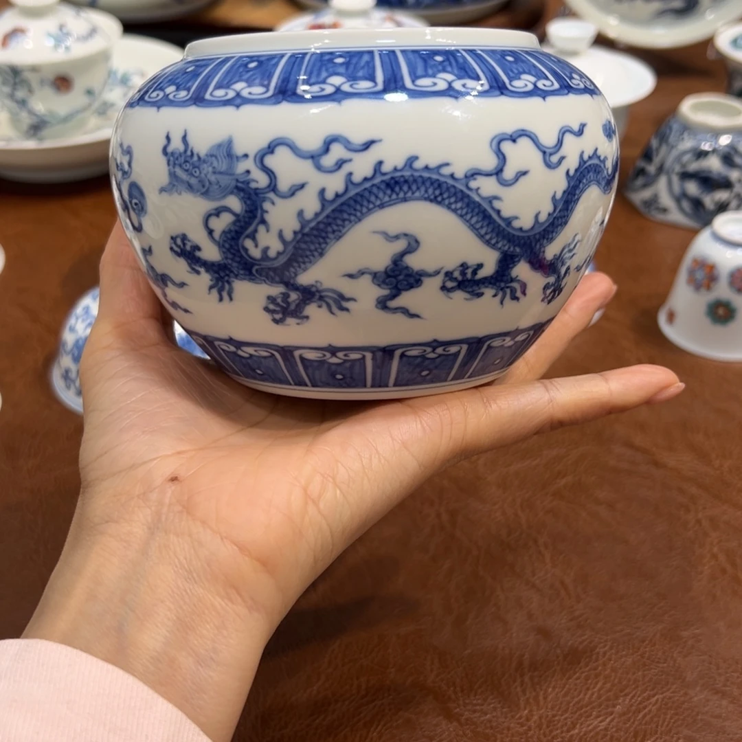 水洗青花龙纹水洗纯手工