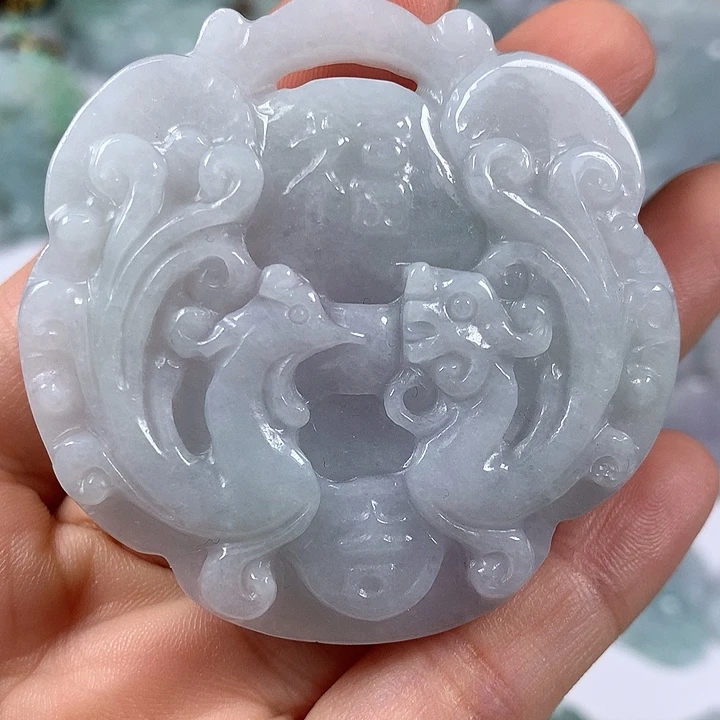 颈饰未镶嵌翡翠龙凤呈祥两面工艺福利