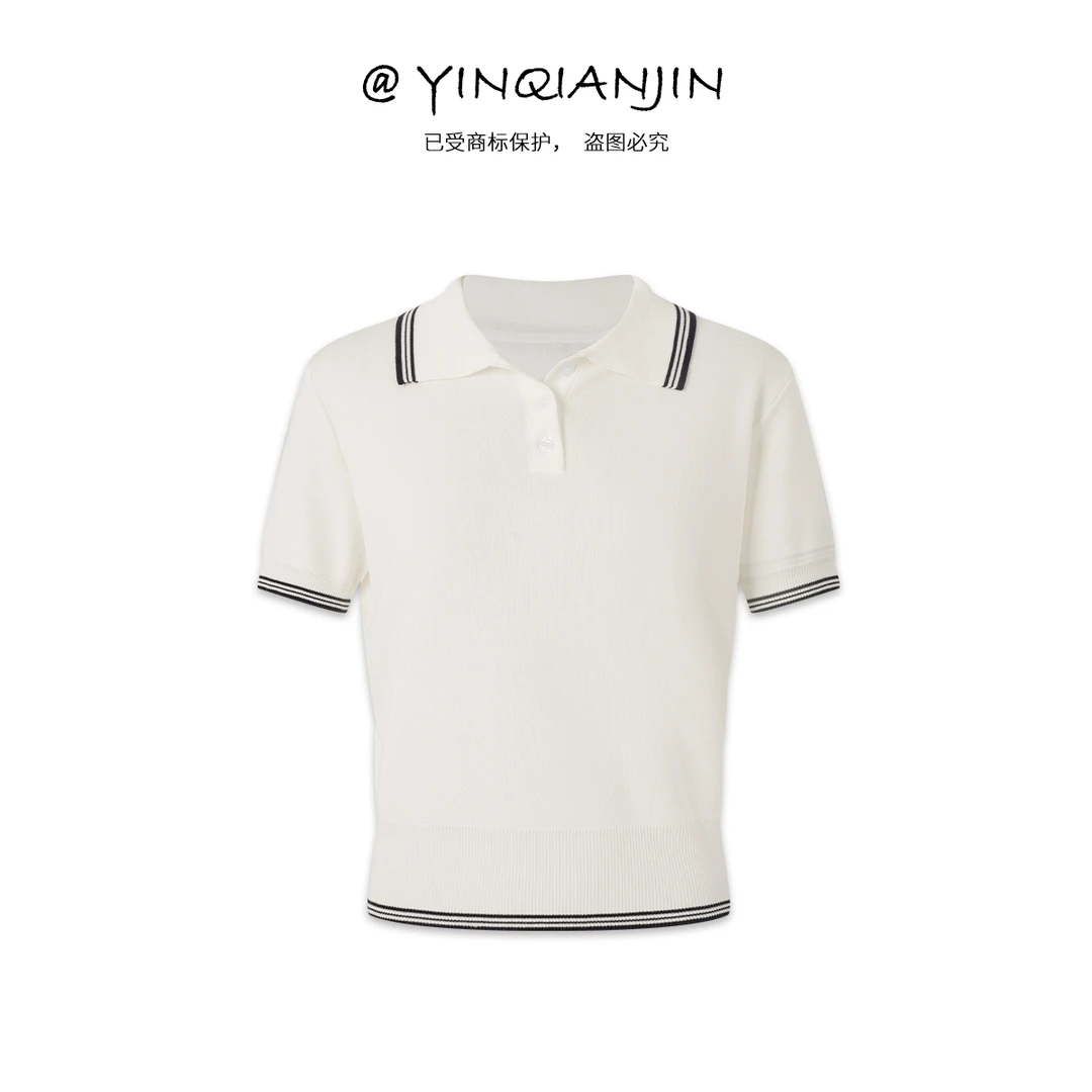 *尹千金*【miu系学妹】天丝80%元英感干净极简学院Polo领T恤S256191