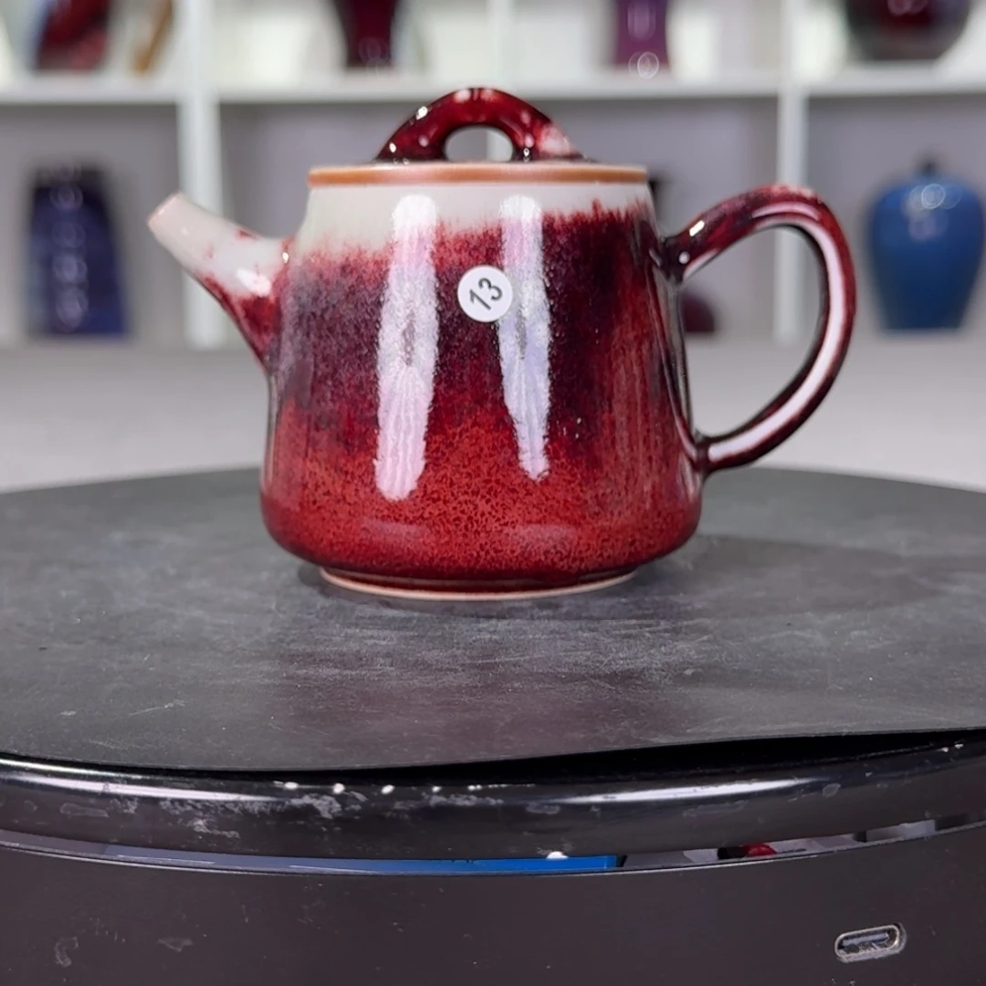 诚***。摆件陶福利钧窑茶壶玉石釉