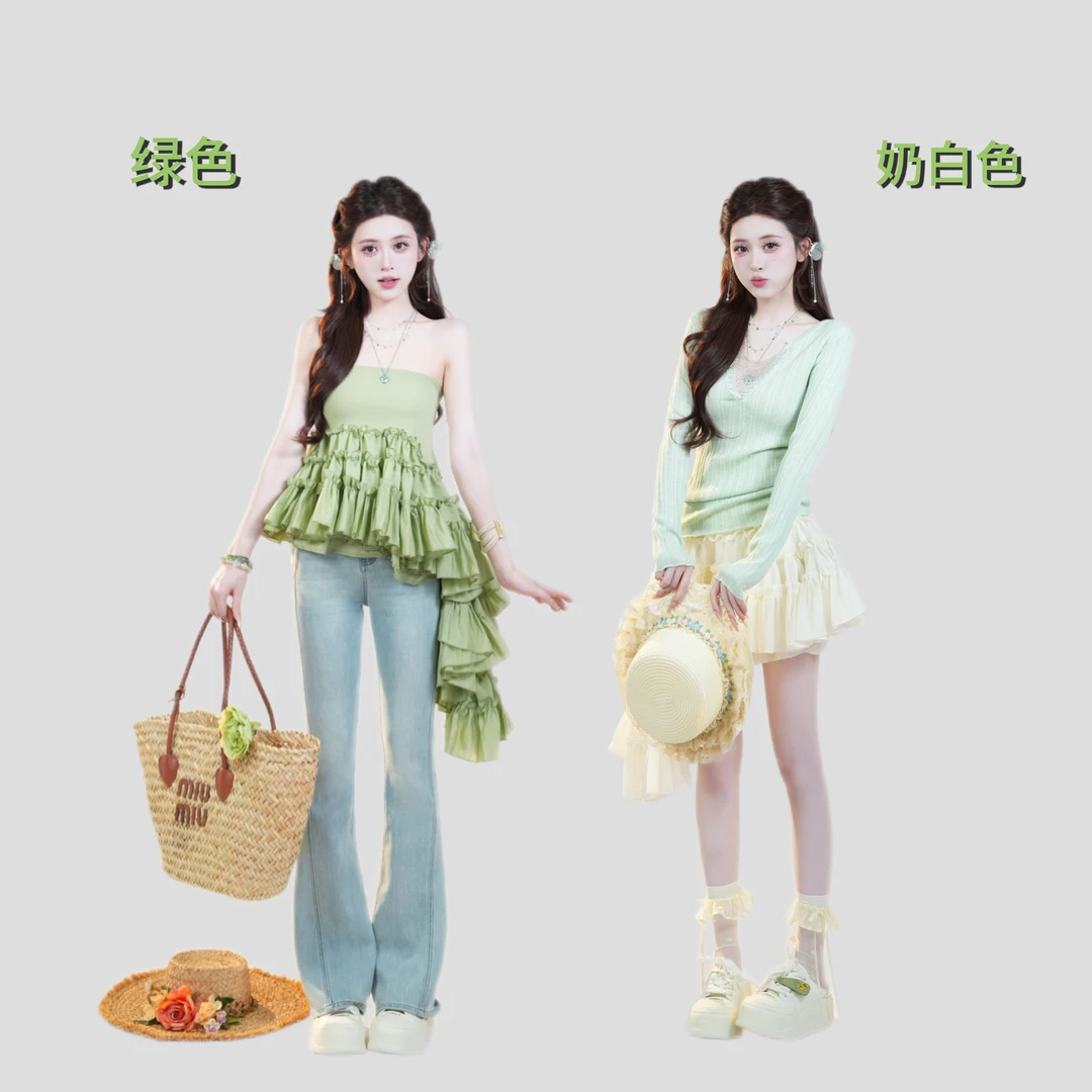 浩哥严选●往返春天HGC5SY1225A半身裙预短款时尚气质甜美设计感