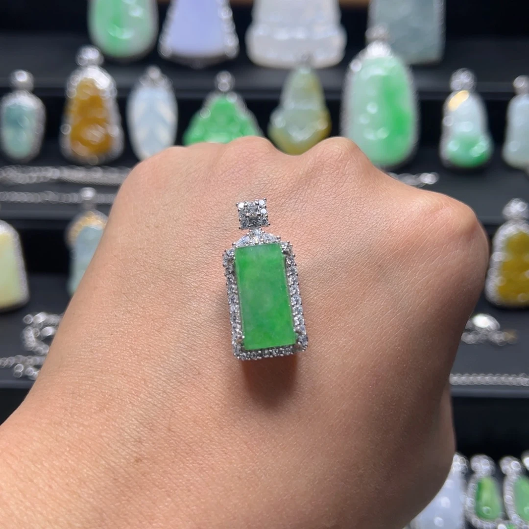 颈饰银S925镶嵌翡翠天然翡翠a货