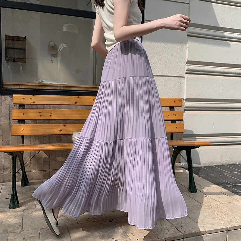 法式温柔风气质压褶半身裙女2025早春新款垂感A字长裙大摆伞裙
