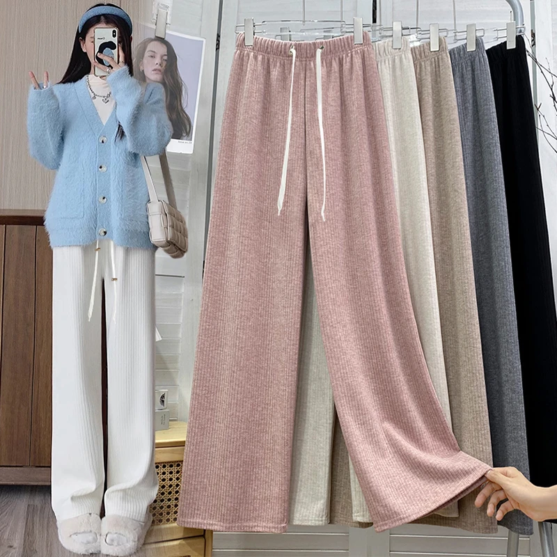 孕妇春秋季2025新款窄版糯米裤宽条阔腿裤长裤韩版