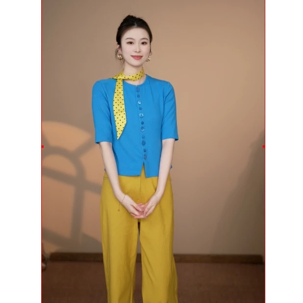 小井定制私服1【巴黎周末】春夏新款女装上衣气质修身打底J24W235