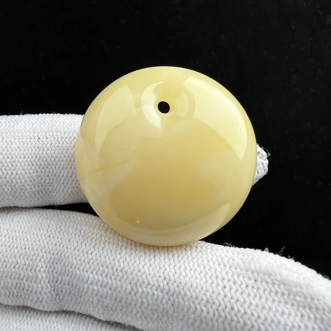 Y3343天然蜜蜡 公主平安扣32*16mm原矿保真
