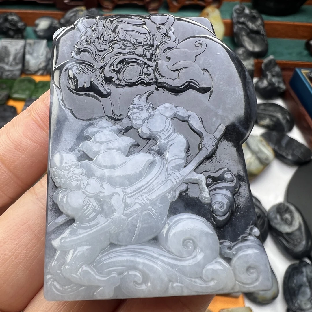 和田玉青花黑白分明钟馗