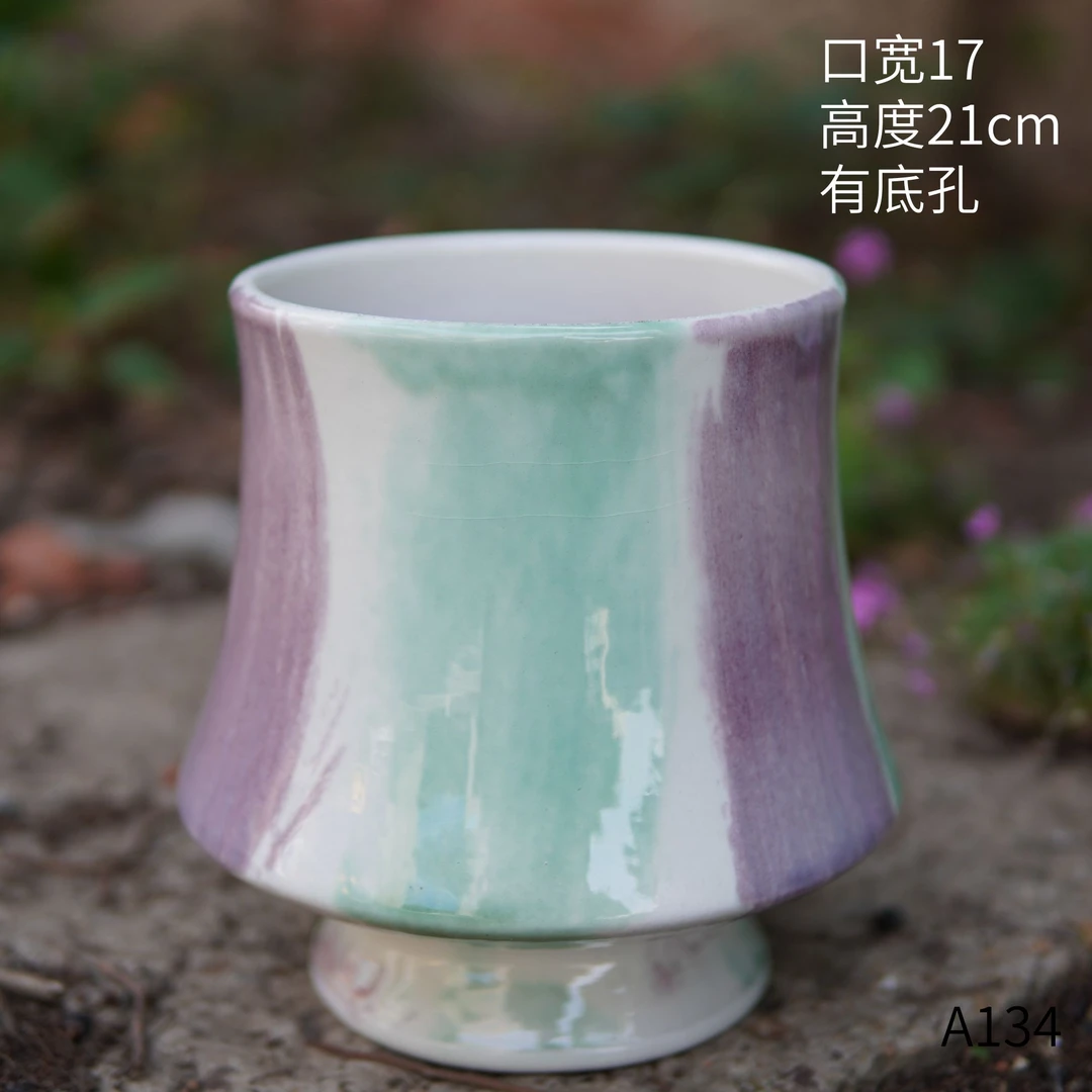 A134绿植粗陶透气陶瓷紫砂多肉盆陶罐三角梅花盆