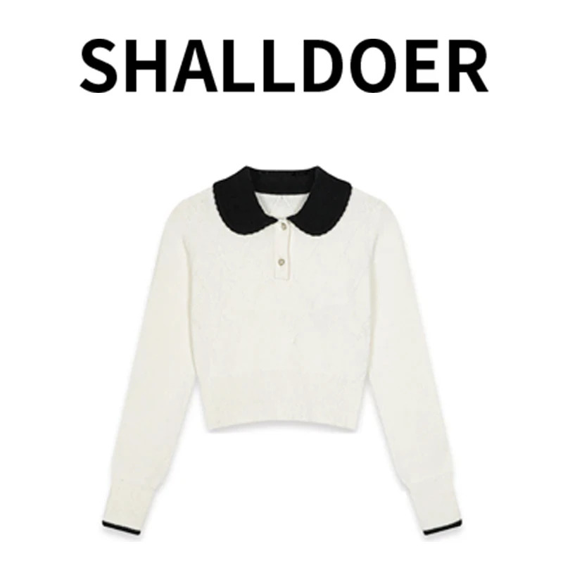 小众撞色翻领菱格针织上衣2025冬季款设计别致个性潮流穿搭