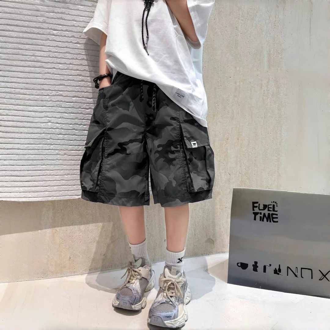 耀选专属男童短裤夏季新款儿童中大童迷彩薄款工装五分裤宽松帅气